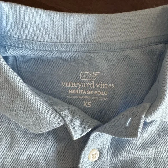 Vineyard Vines Sky‎ Blue Heritage  Pique Polo Shirt, Size XS - Picture 5 of 13